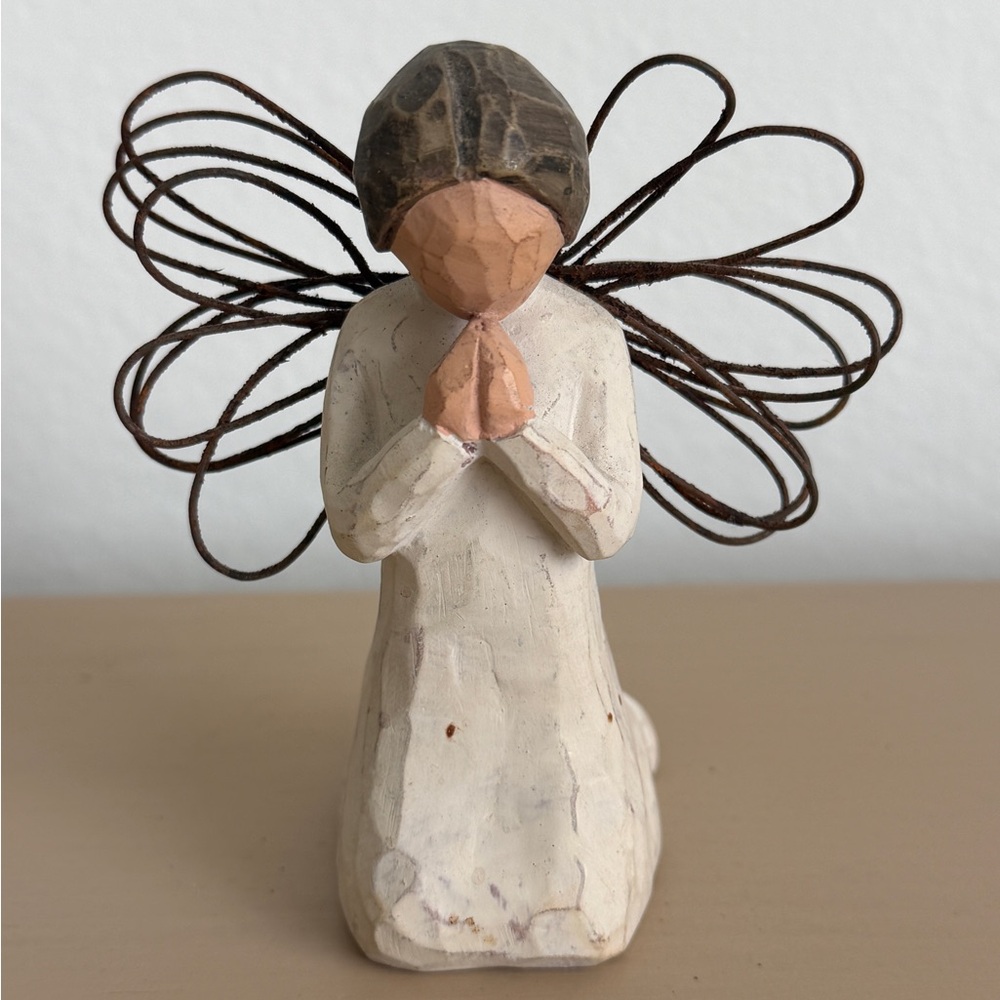 Willow tree “Angel of prayer” kneeling, praying figure with wire wings